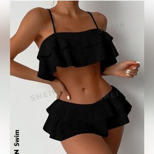 Cute swimwear ruffle trim set